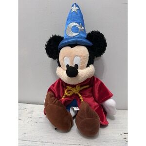 Disney Parks Fantasia Sorcerer Mickey Mouse Small 13" Plush Soft Toy Fuzzy Ears